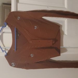 Floral Cropped Button up sweater